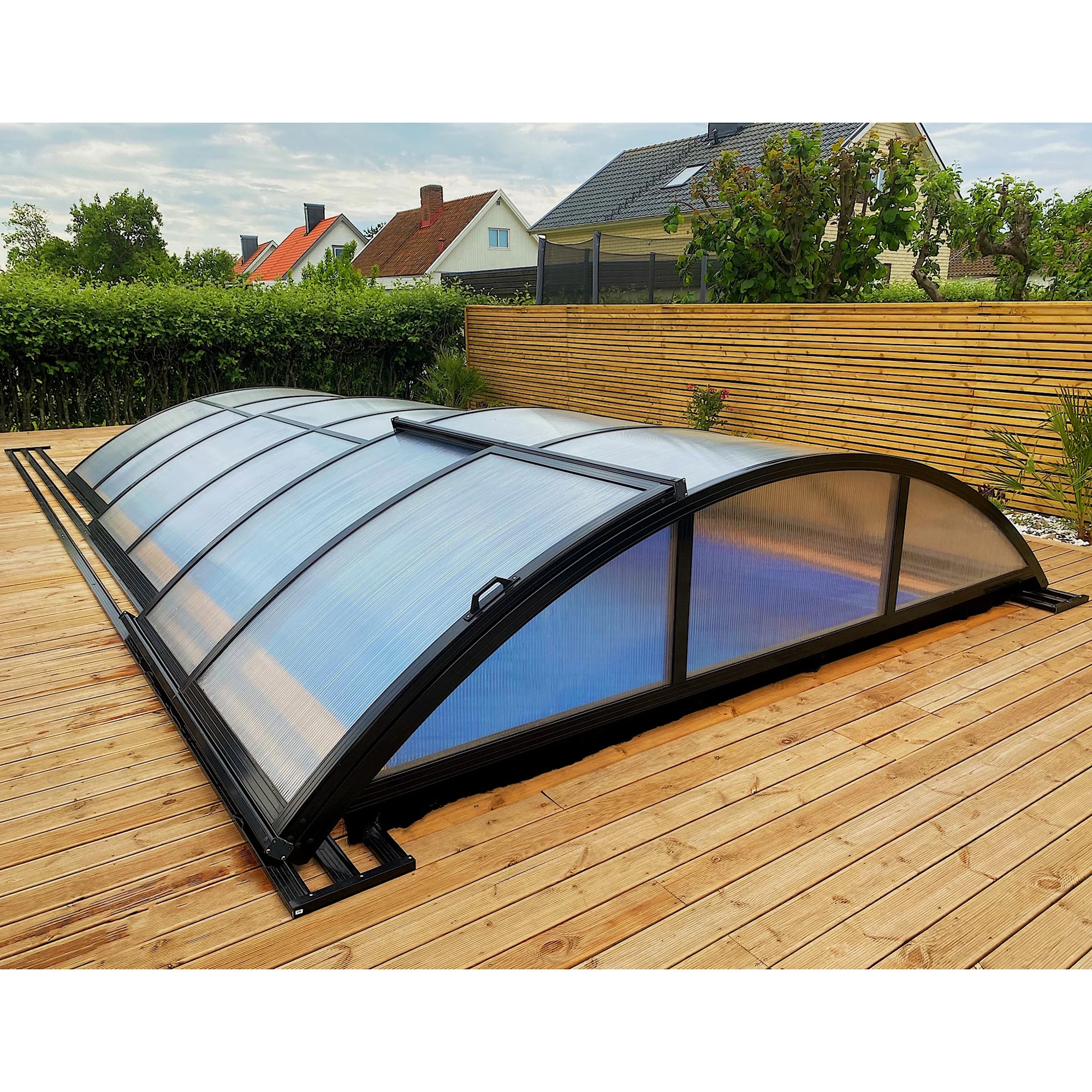 Metalcraft Pooltak 3x6m, 4 Mm Klar Solid PC, Svart - Bild 2