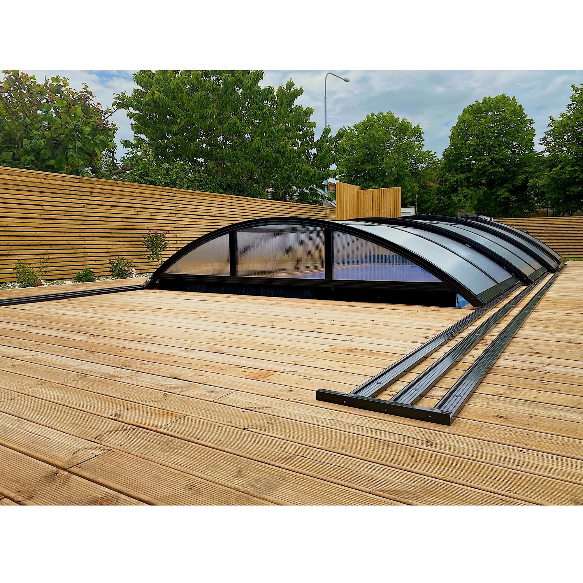 Metalcraft Pooltak 3x6m, 4 Mm Klar Solid PC, Svart - Bild 3