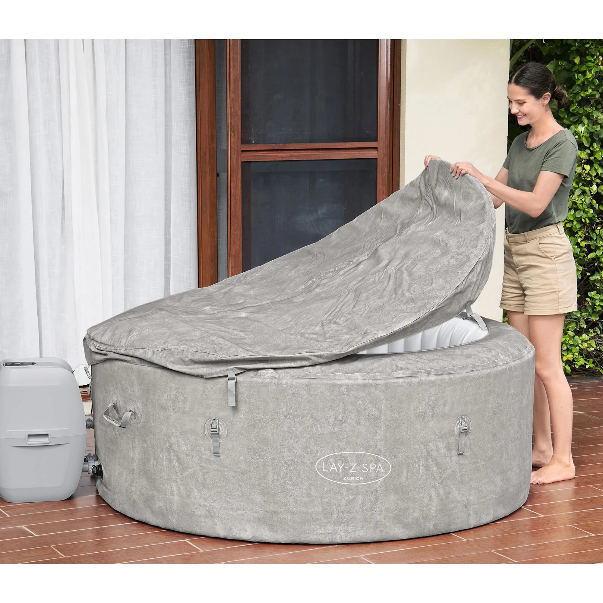 Bestway Lay-Z Spa Zurich Airjet Uppblåsbart Spabad 2-4 Personer - Bild 8