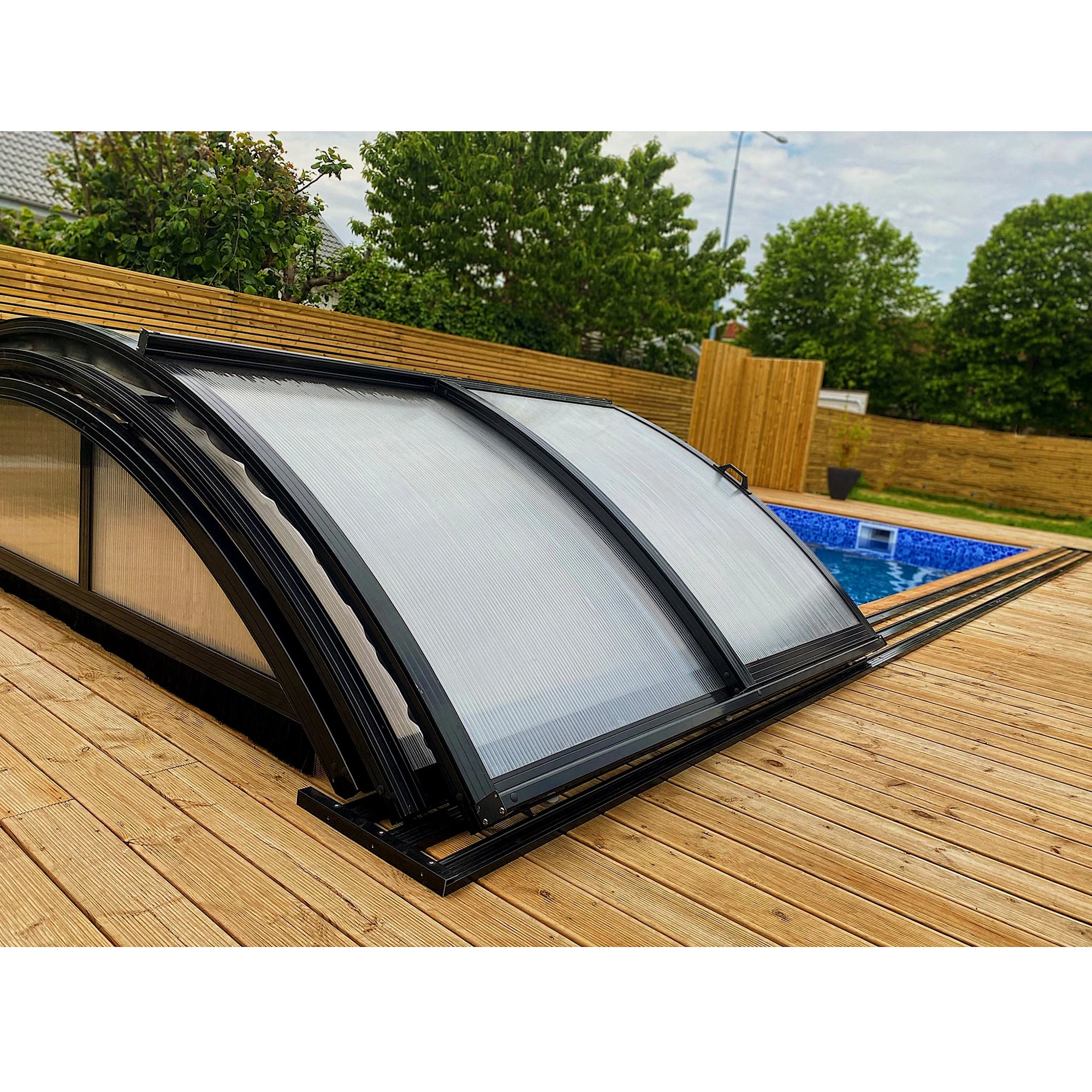 Metalcraft Pooltak 3x6m, 4 Mm Klar Solid PC, Svart - Bild 4