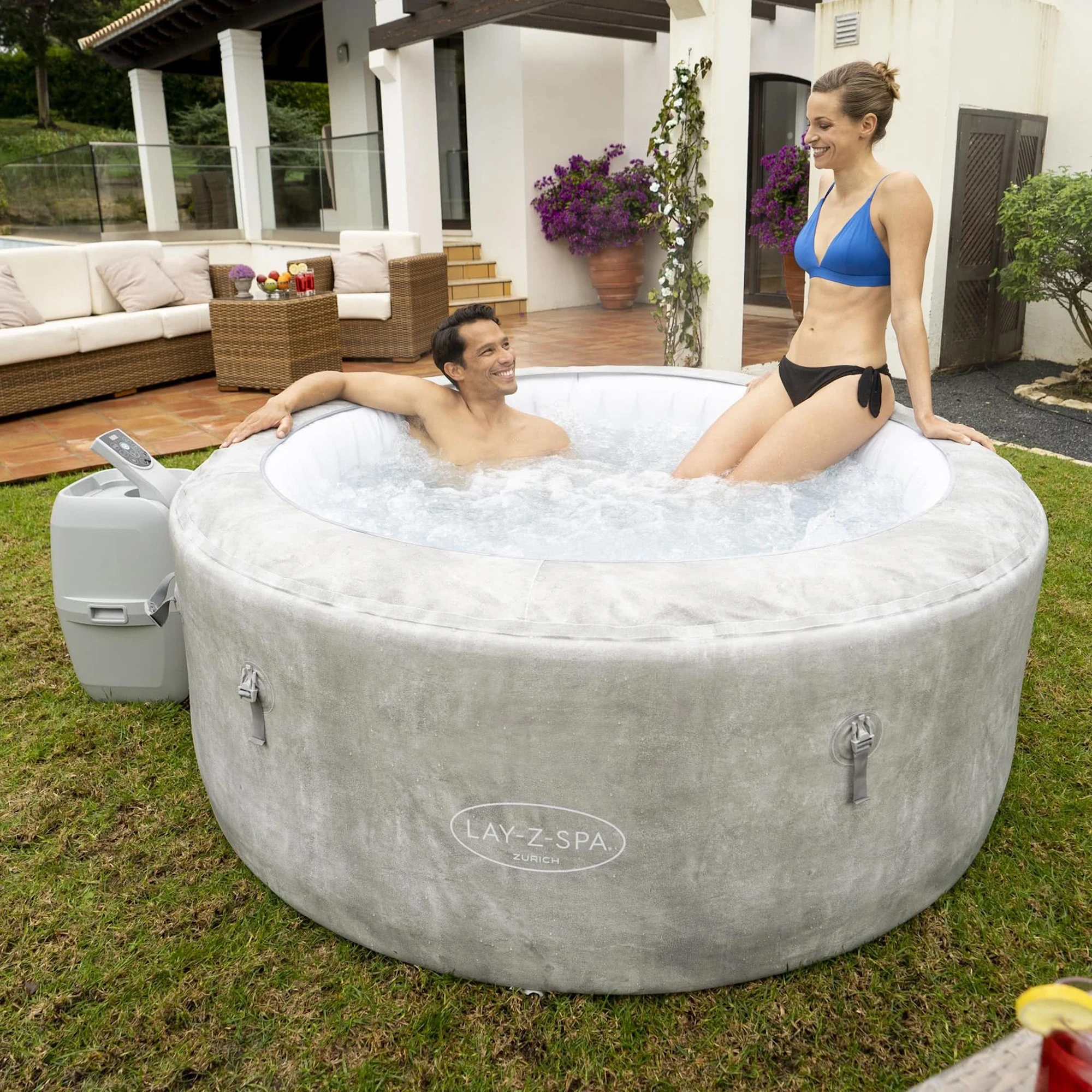 Bestway Lay-Z Spa Zurich Airjet Uppblåsbart Spabad 2-4 Personer - Bild 2