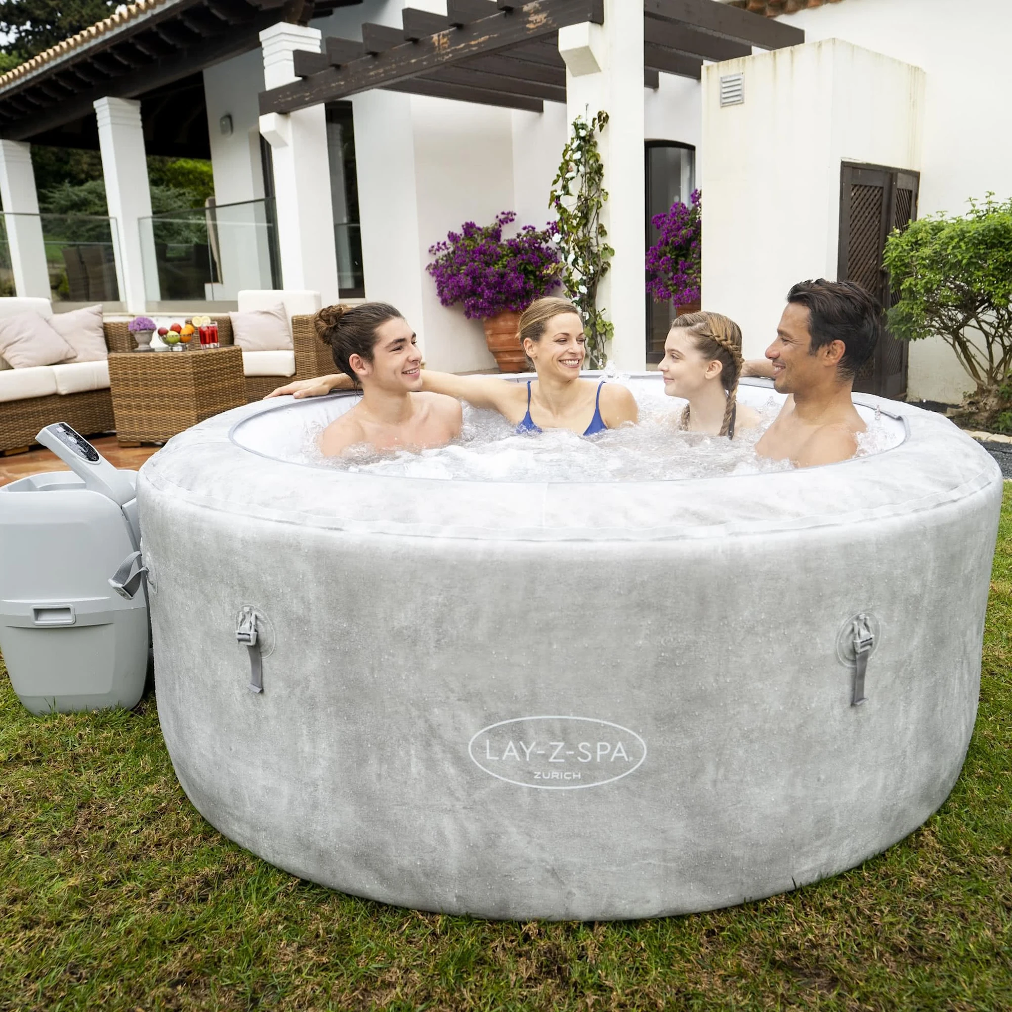 Bestway Lay-Z Spa Zurich Airjet Uppblåsbart Spabad 2-4 Personer - Bild 4